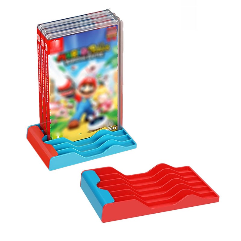 MINLI 2 PCS Nintendo Switch Game Case Holder, Nintendo Switch Game Organizer, Video Game Storage Organizer Stand Compatible with Nintendo Switch Game Holder, 2 Packs Can Hold 12 Games (Red and Blue) - Image 1